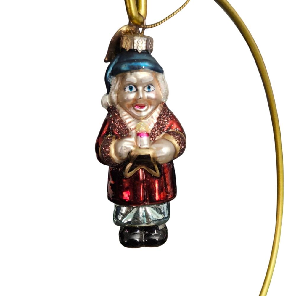 Thomas Pacconi Classics Glass Christmas Caroler Ornament Red Blue Holiday